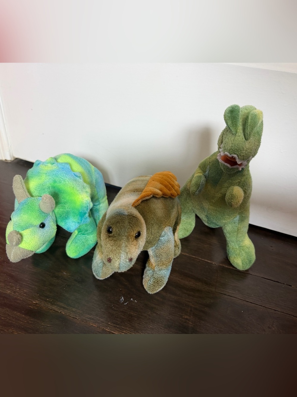 Plush Green-Brown Dinosaur Stuffed Toy - Soft Small Pet Plush